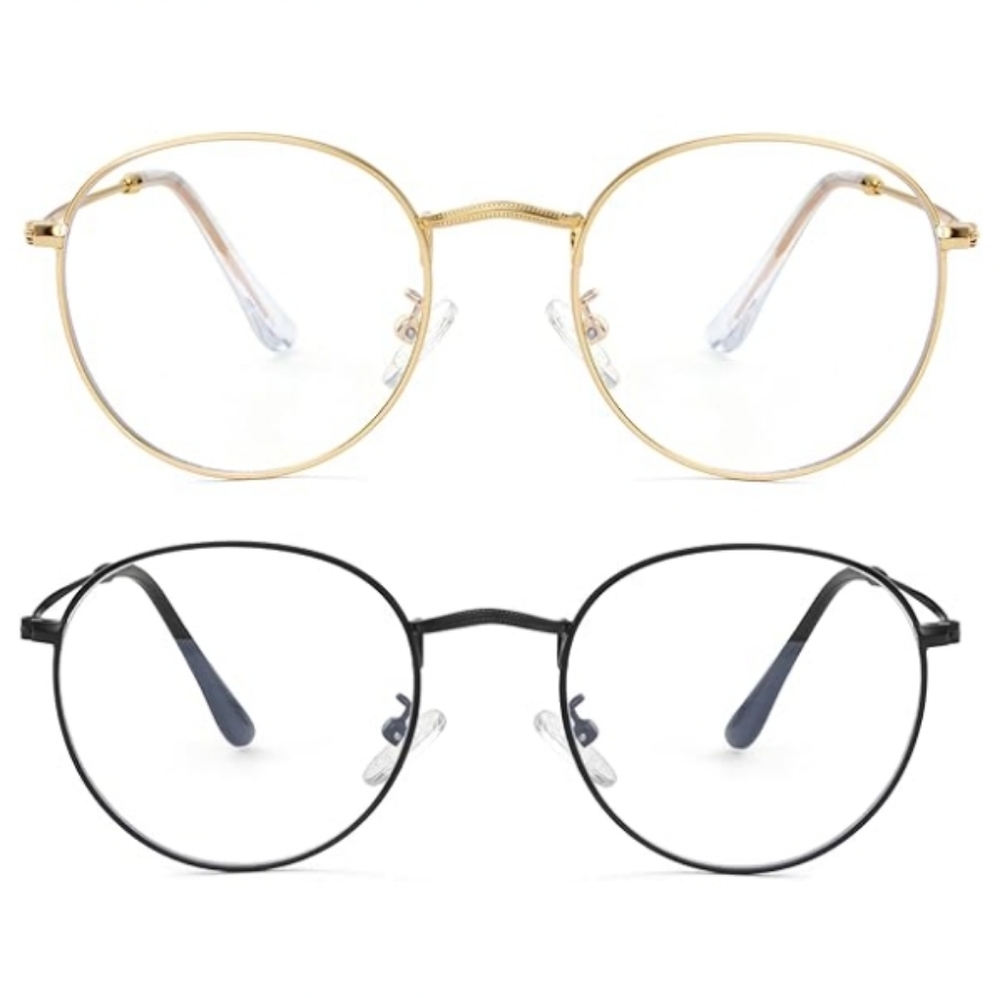 (SET OF 2) Round Blue Light Blocking  Non-Prescription Eyeglasses